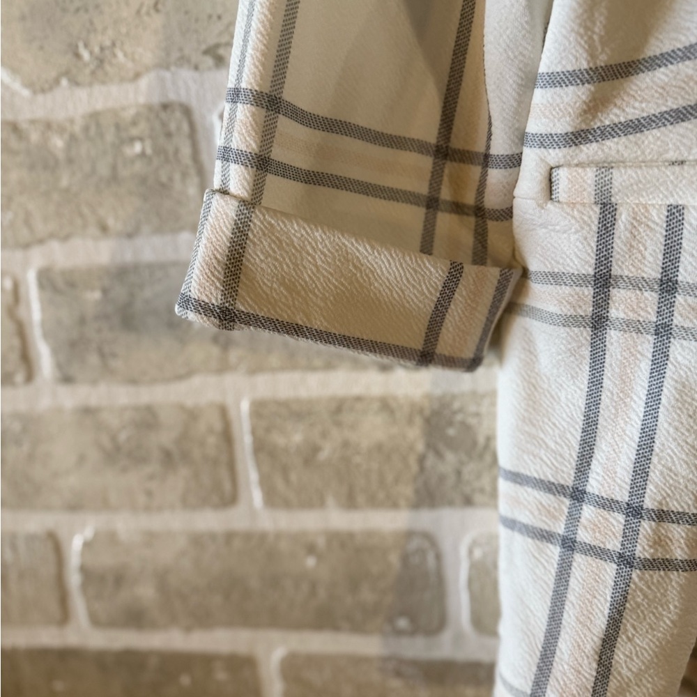 Maurices Cream and Gray Plaid Trench Coat - Picture 3 of 5